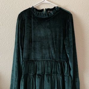 Dark Green Velvet A-Line Dress